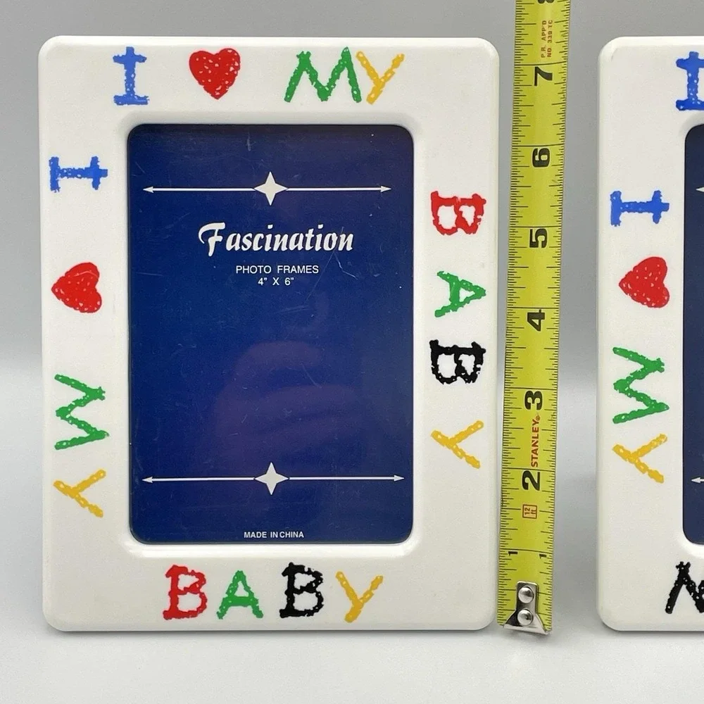 Vintage Fascination I Love My Baby Mommy 4x6 Photo Frames Set of 2 Colorful
